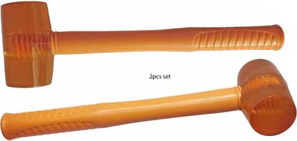 Inditrust 2pc Professional Orange Rubber Mallet Hammer soft Grip Hand Plastic Mallet