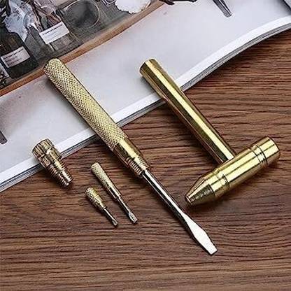 the anuja IM 1.2 5 in 1 Small Hammer | Hammer Multifunctional Copper Hammer Screwdriver Ball Peen Hammer