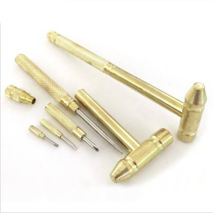 AS TOOL CENTER 6 in 1 Micro Multifunction Multi Brass Hammer for watchmaker, jewelers, eating walnuts, Speciality Hammer