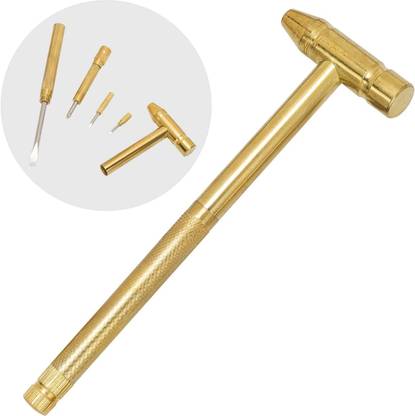 BANISTROKES 6 in 1 Mini Hardware Stainless Multifunction Hammer, Tiny Copper-Plated Hammer Medical Hammer