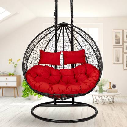 Swingzy Double Seater Iron Hanging Egg Swing/Chair with Curve Stand for Kid's and Adult/ Iron Hammock