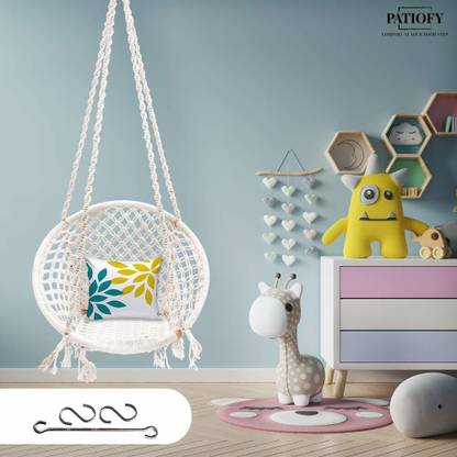 Patiofy Wooden Swing Chair/ Jhula Indoor/ Swing for Home/Swing for Adults Outdoor Wooden Cotton Large Swing