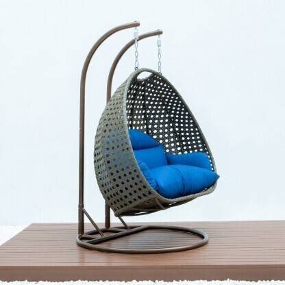 RIVA CRAFT Double Seater Swing Chair With Stand And Cushion Iron Large Swing