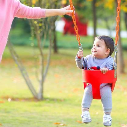 SSD Kids Flexible Bucket Chair Swing And 60" Plastic Coated Chain With S-Hooks Iron, Plastic Small Swing
