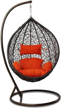 SPYDER HOME DECORE Single Seater Swing chair With Stand And Cushion For Adult Iron Hammock