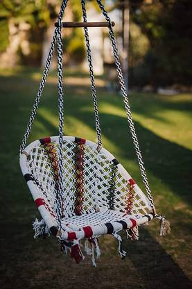 Patiofy D-Shaped Swing Hanging Chair/Jhula Cotton Small Swing