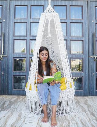 Patiofy Premium Handmade Macrame Swing for Adults/ Bohemian Style Swing for Home/ Jhula Cotton Large Swing