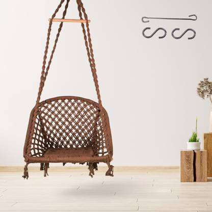 Curio Centre D Shaped Cotton Swing Chair with Hanging Accessories / Swing for Home & Balcony Cotton Large Swing