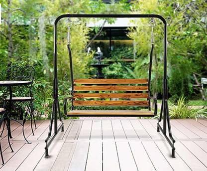 Kaushalendra Indoor Wooden Swing with Stand Jhula Iron, Wooden Large Swing