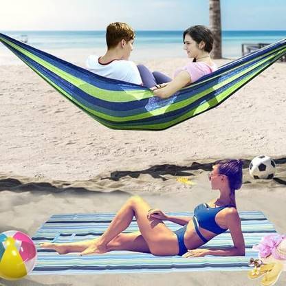 Hacer Camping Hammock and Foldable Mat Combo Portable Fabric Swing for Outdoor Polyester, Cotton Hammock