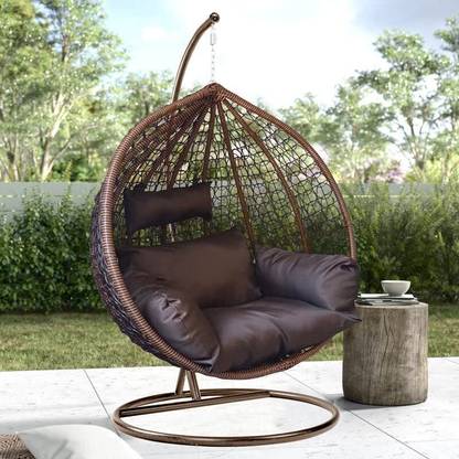 SPYDER HOME DECORE Single Seater Swing chair With Stand And Cushion For Adult Iron Hammock