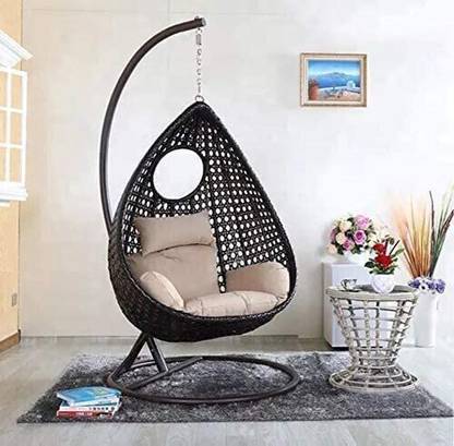 SPYDER HOME DECORE Single Seater Swing chair With Stand And Cushion For Adult Iron Hammock
