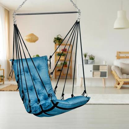 Patiofy Hammock Swing for Balcony Soft Cotton Cushioned Swing for Home with Hanging Kit Cotton Large Swing
