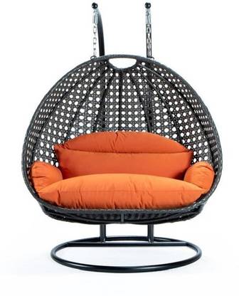 Hustle Home Double Seater Chair Swing with Sofa Cloth Cushion for Hanging Chair Iron Hammock