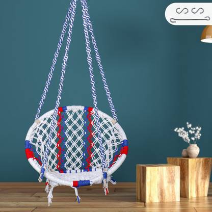 Patiofy Wooden Swing Chair for Adults & Kids/ Hanging Swing for Adult/Oonjal for Outdoor Cotton Large Swing