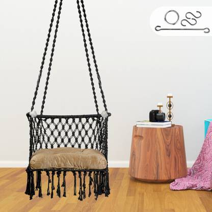 Patiofy Premium C Shape Swing for Adults with Golden Cushion,Swing for Home Jhula Indoor Cotton Hammock