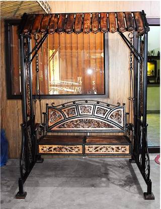 Smarts collection Indoor/Outdoor Iron Swing(Jhula)with Stand 300 kg Cap Iron, Wooden Large Swing