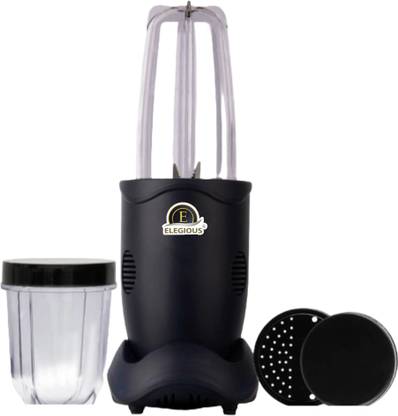 ELEGIOUS 450 W Black+Silver Hand Blender  (Nutri-Blend, Mixer-Grinder, Blender, SS Blades, 2 Unbreakable Jars, 450 W)