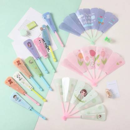 ponki Foldable Graphic Print Multicolor Hand Fan
