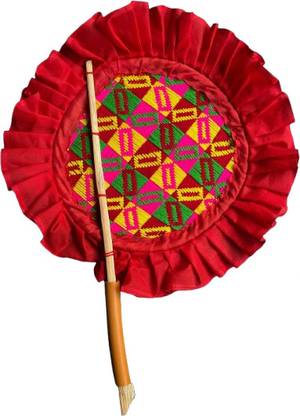 Samaroo Self Design Red Hand Fan