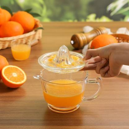 Clovefry Glass Glass Hand Juicer for Home | Manual Lemon Orange Juice Maker(Width - 7.5 Inch) Hand Juicer