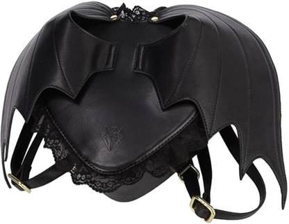 Lyla Black Bat Wings Backpack Goth Punk Lace Wing Shoulder Bag Leather Rucksack Shoulder Bag