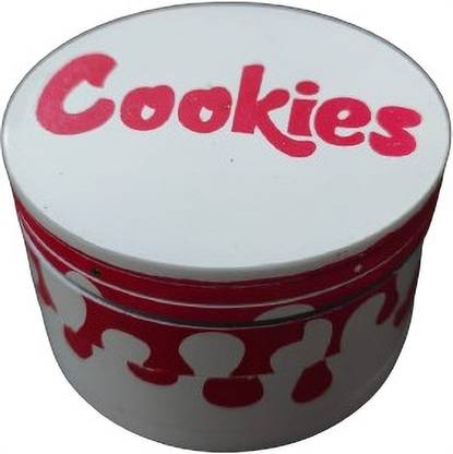 Puff Smart Crusher Cookies Red Large Metal Herb Storage /Grinder with Honey Dust Filter Hand Muller Grinder