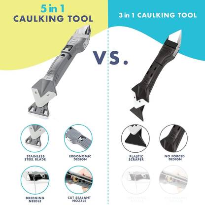 NIKTION 5 in 1 Caulking Tool Kit Sealant Finishing Tool Caulk Remover Mastic Tools Steel, Silicone Hand Plane