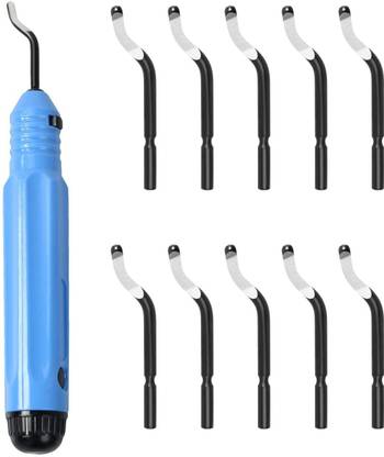 Heptik Deburring Tool Set with Anti-Slip Handle and 10 HSS Blades Metal Hand Plane