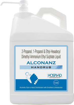 ALCONANZ Alcoholic Rub-in-Hand Disinfectant With Emollient & Moisturizer Hand Sanitizer Bottle + Dispenser