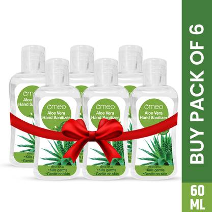 Omeo Aloe Vera Antibacterial Rinsefree (60PK6). Alcohol  Bottle(6x60ml) Hand Sanitizer Bottle