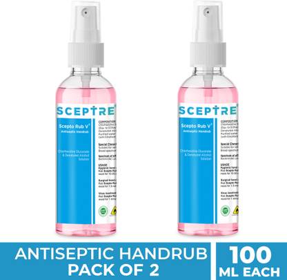 Sceptre Scepto Rub V 70% Alcohol  Spray– Kills 99.9% Germs, Anti-Bacterial Hand Wash Pump Dispenser
