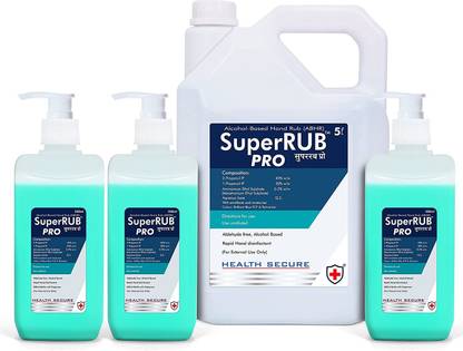 SuperRUB PRO Pack of 3 500ml  Dispenser Pump with 5L Can Hand Disinfectant Hand Sanitizer Bottle
