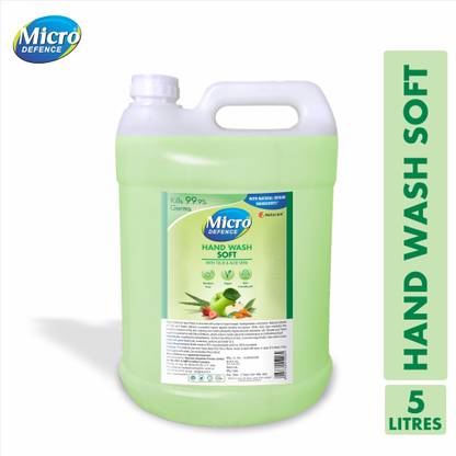 माइक्रोडिफेंस हाथ से धोएं सॉफ्ट |नैचुरल सामग्री एलोवेरा, नीम, तुलसी|बच्चों के लिए सुरक्षित, पैराबेन मुक्त हैंड वॉश कैन