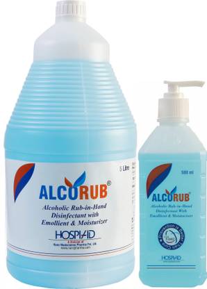 alcorub Handrub 500 Ml + 5 Ltr. Hand Rub Pump + Refill