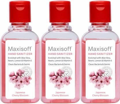 Maxisoft Sanitizer (Cherry Blossom) | Aloe & Neem | Paraben Free Hand Sanitizer Bottle