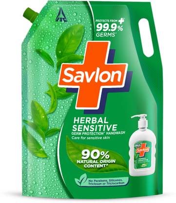 Savlon Herbal Sensitive Germ Protection Liquid | 90% Natural Origin|For Hands Hand Wash Refill Pouch  (1500 ml) at Rs. 105
