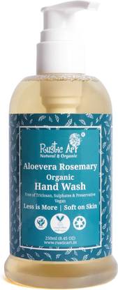 RUSTIC ART Aloe Vera Rosemary Organic Hand Wash | Natural, Vegan | Non-Drying, Hydrating Hand Wash Pump Dispenser