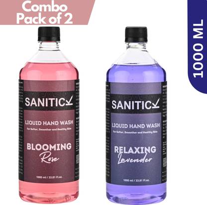 Sanitick Liquid Handwash - Blooming Rose & Relaxing Lavender | Combo Pack Hand Wash Bottle