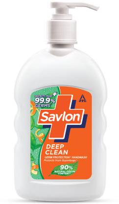 Savlon Deep Clean Germ Protection Liquid Handwash| 90% Natural Origin Hand Wash Pump Dispenser