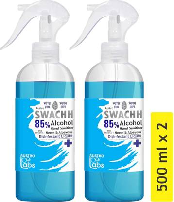ऑस्ट्रो लैब्स स्वेच 85 हैंड सैनिटाइज़रस्प्रे लिक्विड - 500 ML 2 PC सैनिटाइजर स्प्रे पंप डिस्पेंसर