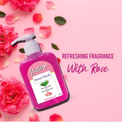 Bello Hand wash | Protection from Germs, Viruses | Refreshing Rose Fragrance Hand Wash Pump Dispenser