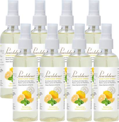 Pearldew Sanitizer Spray (Lemon & Mint) | Aloe & Neem | Paraben Free 120 ml Hand Sanitizer Bottle