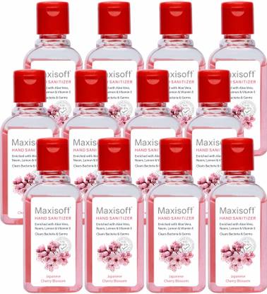 Maxisoft Sanitizer (Cherry Blossom) | Aloe & Neem | Paraben Free Hand Sanitizer Bottle