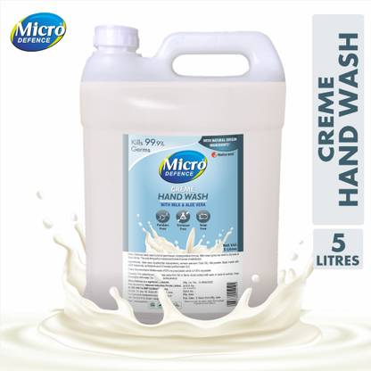 MicroDefence Creme Hand Wash|With Natural Milk,Aloe Vera,Neem,Tulsi|Paraben & Triclosan Free Hand Wash Can