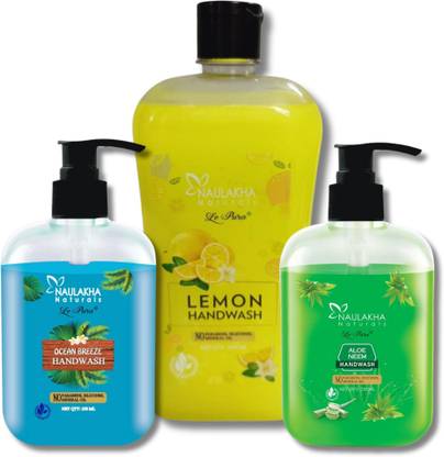 Le Pura Pack of Lemon 1L with Aloe Neem and Ocean Breeze 250ML Hand Wash Pump + Refill