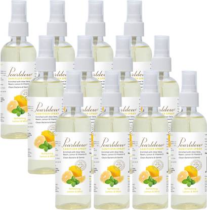 Pearldew Sanitizer Spray (Lemon & Mint) | Aloe & Neem | Paraben Free 120 ml Hand Sanitizer Bottle
