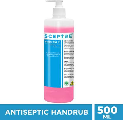 Sceptre SCEPTO RUB V 500ml widely used in Hospitals. Surgical grade Best Hand Rub Hand Sanitizer Pump Dispenser