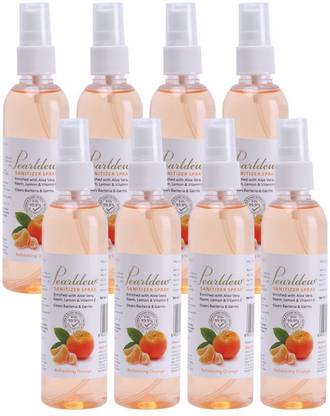 Pearldew Sanitizer Spray (Orange) | Aloe & Neem | Paraben Free 120 ml Hand Sanitizer Bottle