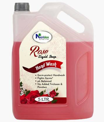 Nutridox Liquid Hand Wash Refill - 5 Liter, Rose pH-Balanced HW, Soft on Hands Hand Wash Can